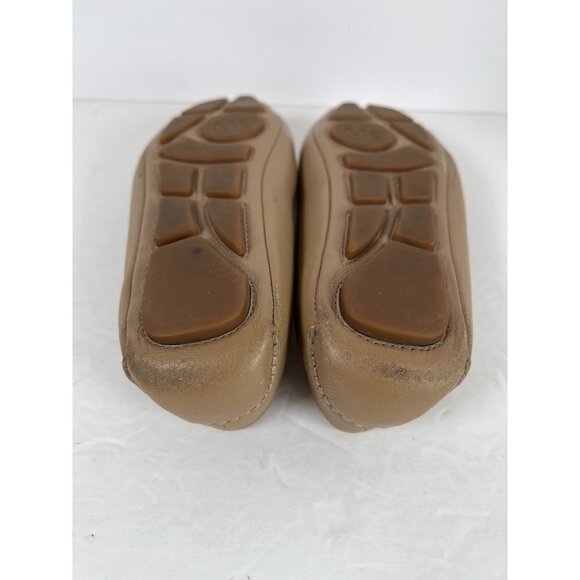 Michael Kors Size 6.5 Tan Balletcore Flats Leather Ballet Gold Buckle Detail - Picture 12 of 13